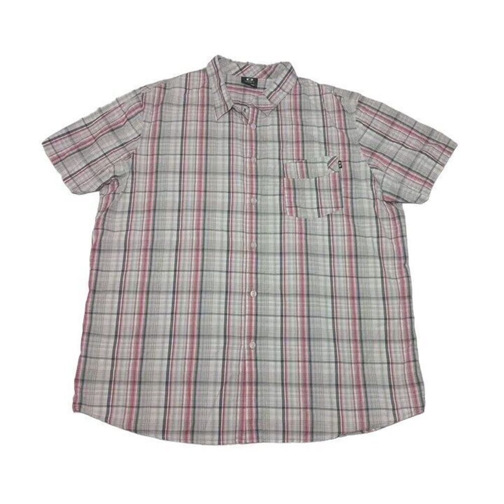 Oakley Men's 2XL Shirt‎ Button Up Regular Fit Multicolor Plaid Short Sleeve